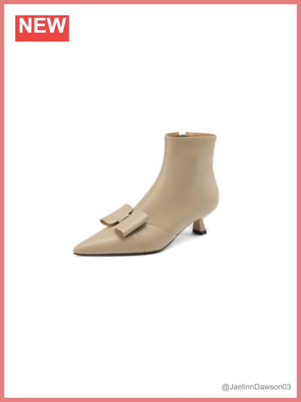 Pointed Toe Kitten Heel Ankle Bootie Leather Handmade